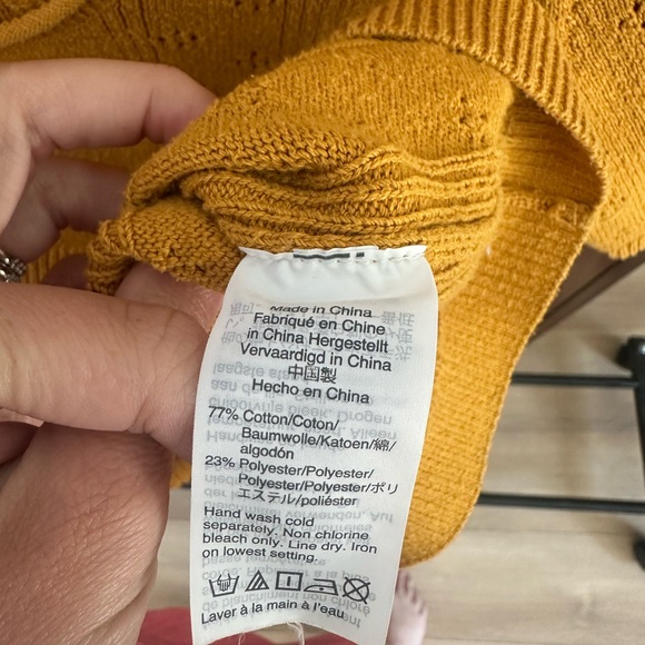 Madewell Mustard Yellow Pointelle Knit Short Sleeve Sweater Top Size S - Picture 4 of 4